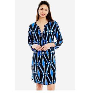 Pretty Roberta Roller Rabbit Nina Silk Dress Royal Blue Black Gray